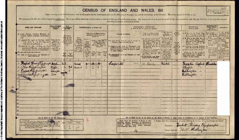 Rippington (Herbert Henry) 1911 Census